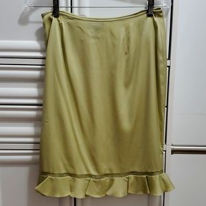 Sigrid Olsen,olive green, silk, pencil skirt, size 8